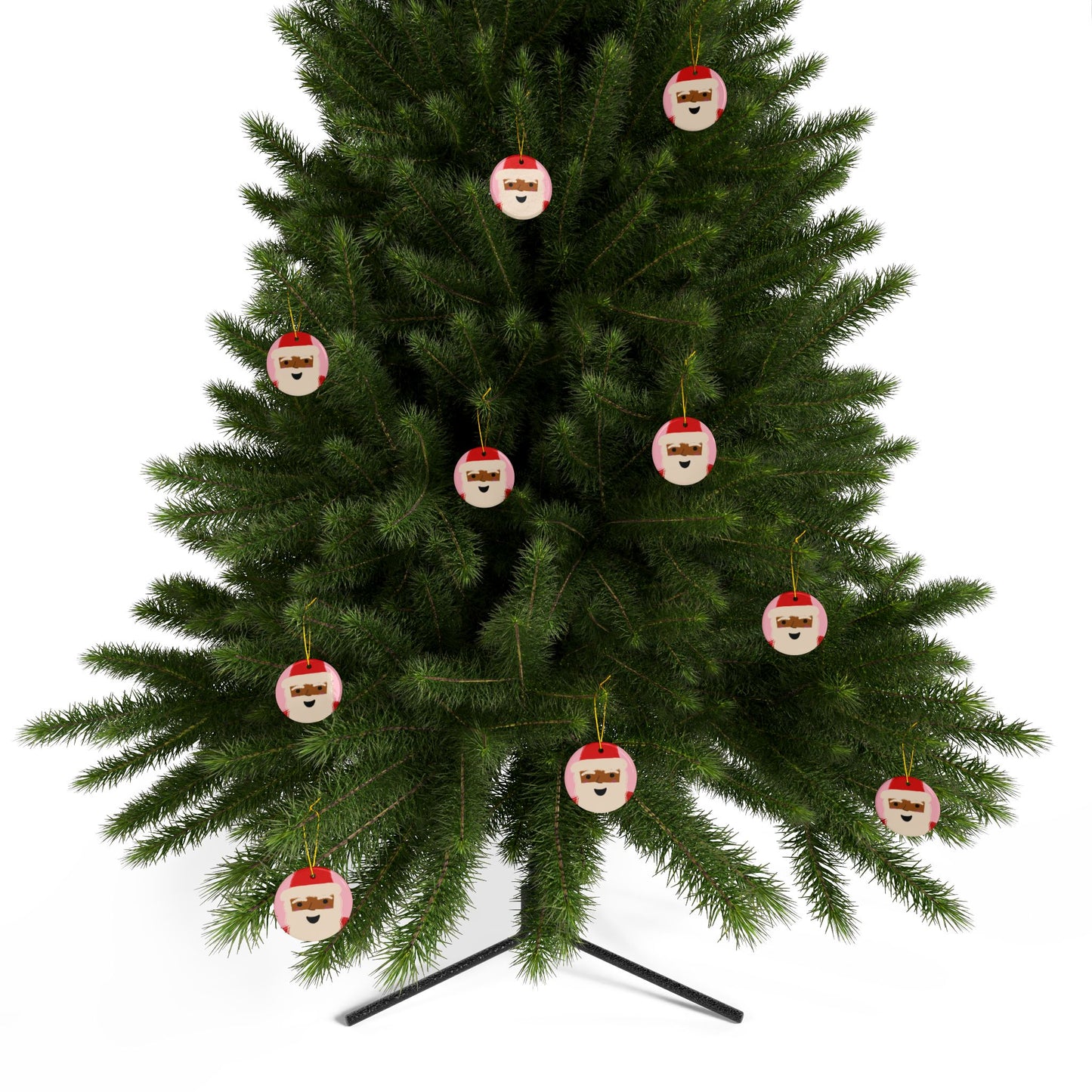 African American Santa Christmas Ornament | Pink