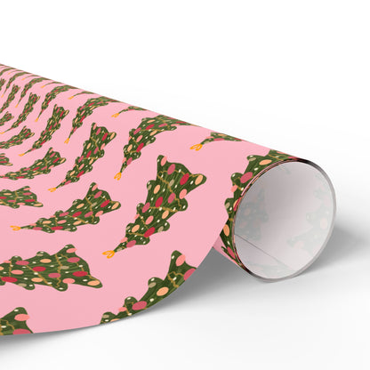 Christmas Tree Wrapping Paper | Pink