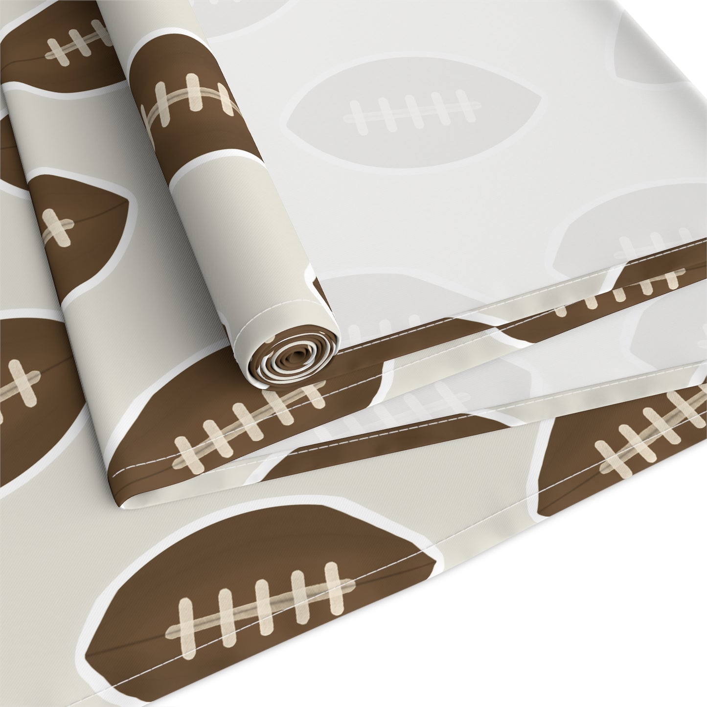 Whimsical Football Table Runner | Khaki Game Day Tailgate Party Decor | Cotton or Polyester
