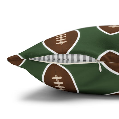 Hand-Drawn Football Throw Pillow Cover | Olive Green