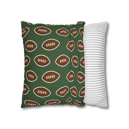 Hand-Drawn Football Throw Pillow Cover | Olive Green