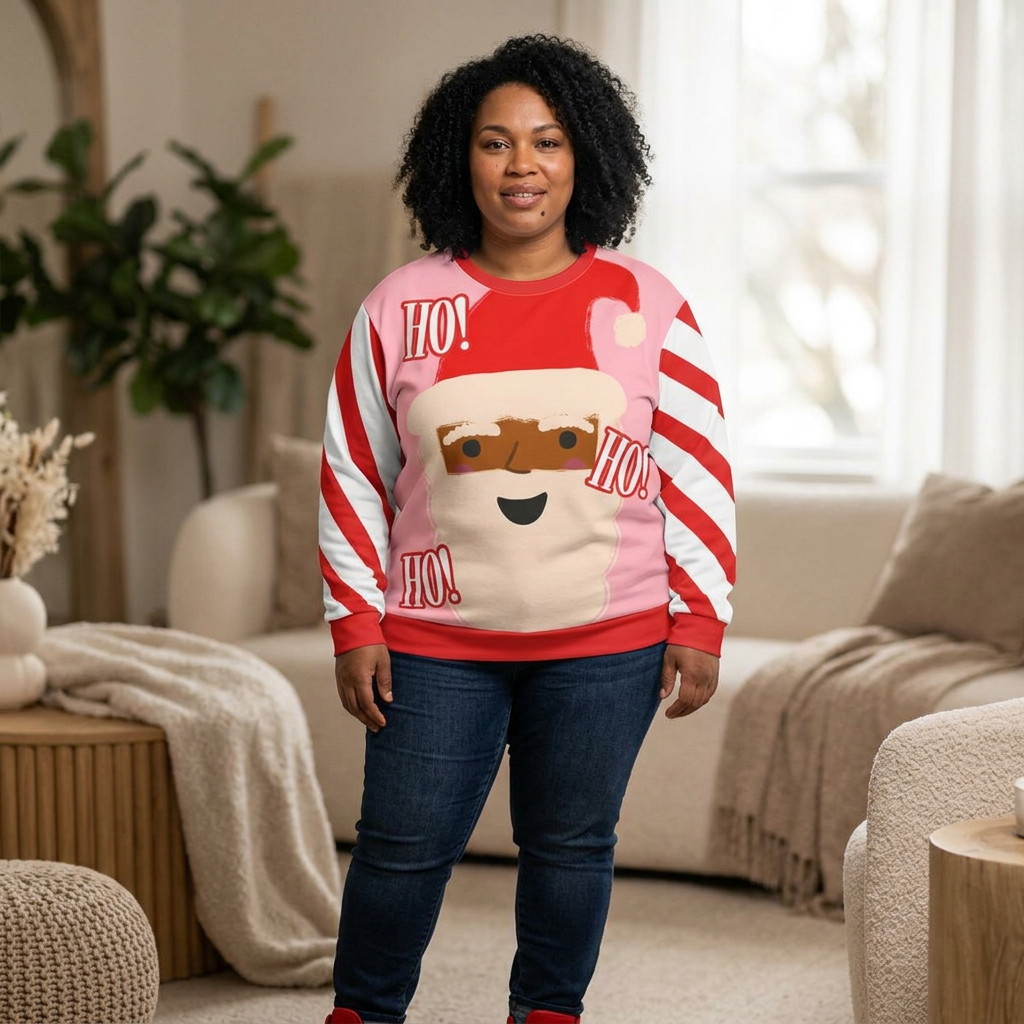 Retro Black Santa Christmas Sweatshirt | Pink