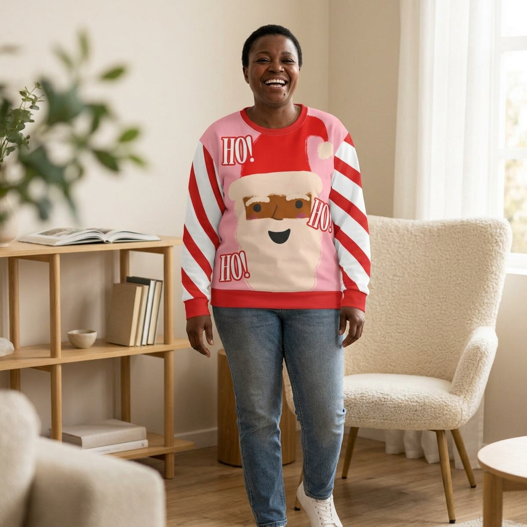 Retro Black Santa Christmas Sweatshirt | Pink