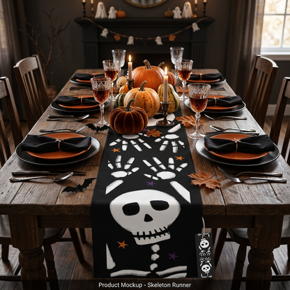 Dancing Skeleton Halloween Table Runner