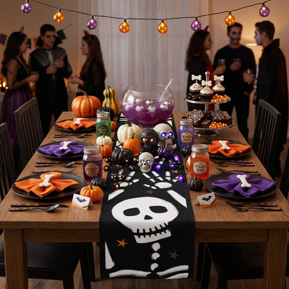 Dancing Skeleton Halloween Table Runner
