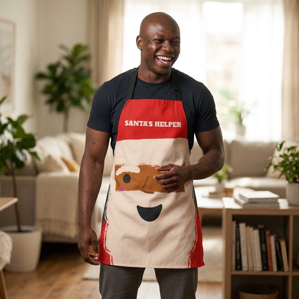 Chocolate Santa's Helper Christmas Apron | Black
