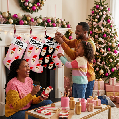 Chocolate Santa Christmas Stocking | Pink