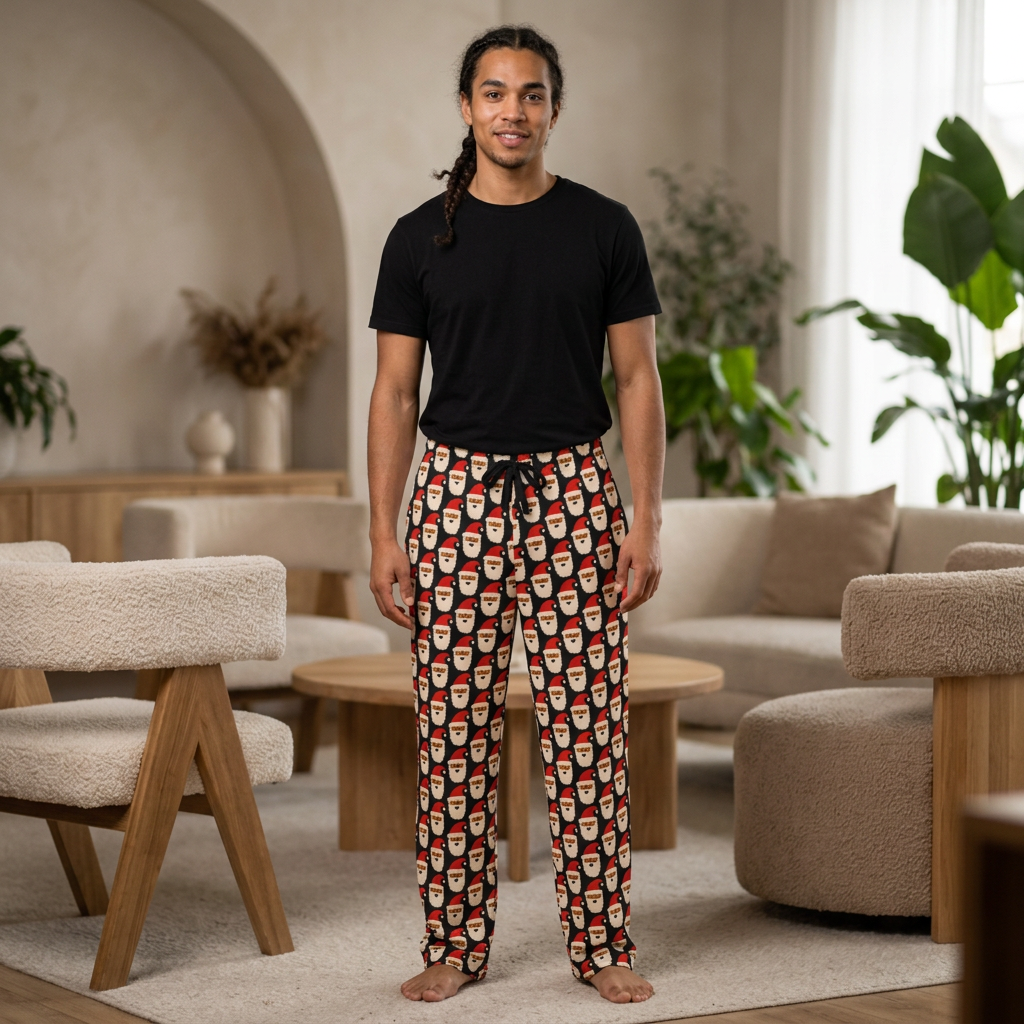 Black Santa Men's Christmas Pajama Pants