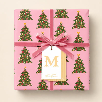 Christmas Tree Wrapping Paper | Pink