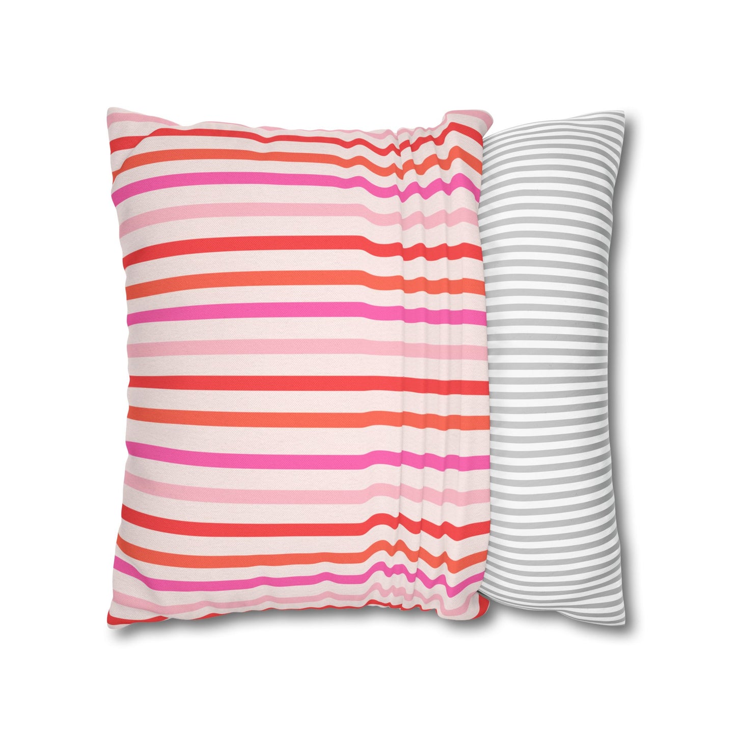 Pink and Orange Striped Pattern Throw Pillow Cover