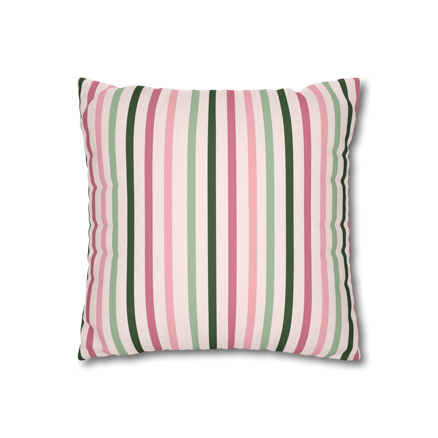 Pink and Green Striped Pattern Throw Pillow Cover