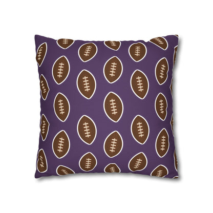 Hand-Drawn Football Throw Pillow Cover | Purple