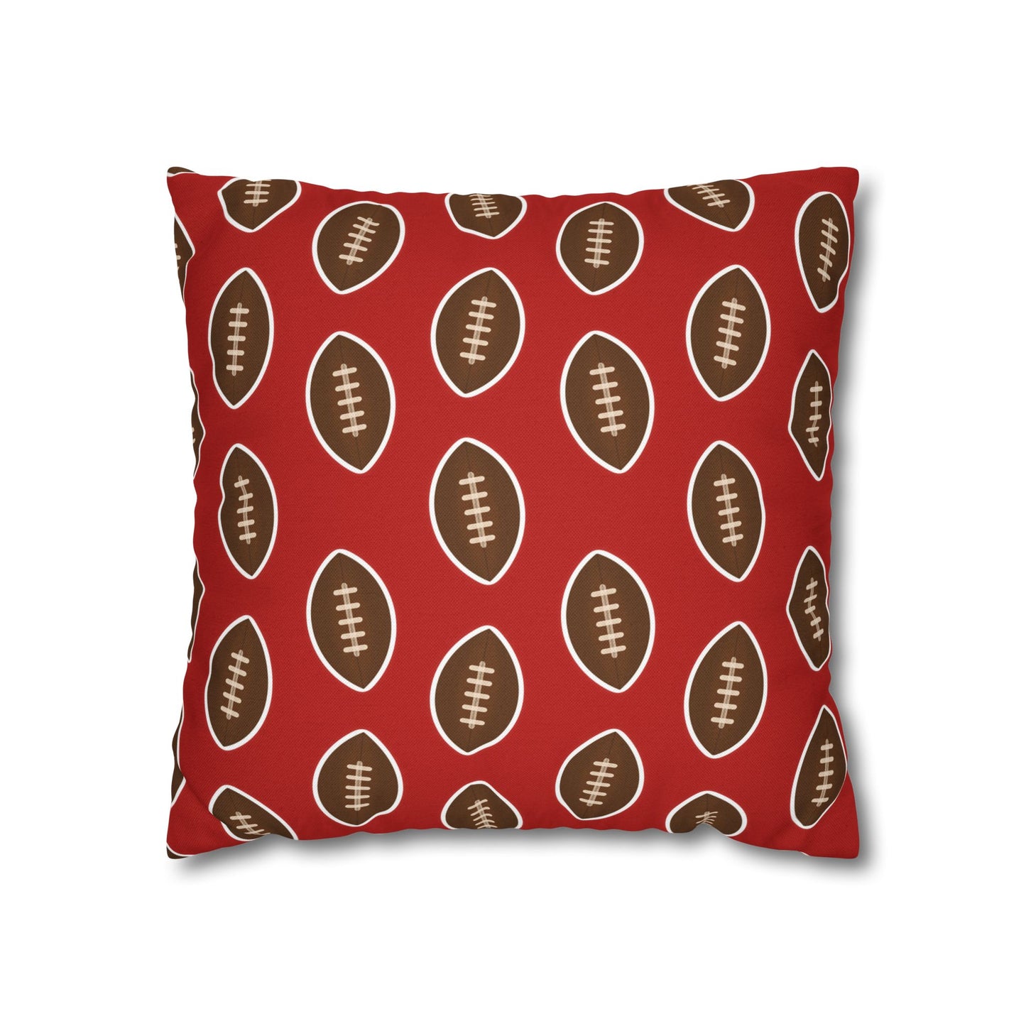Hand-Drawn Football Throw Pillow Cover | Dark Red