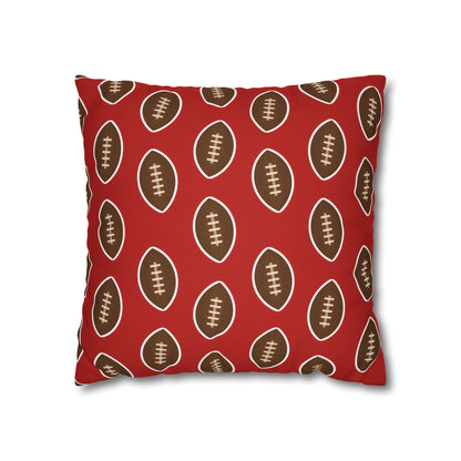 Hand-Drawn Football Throw Pillow Cover | Dark Red