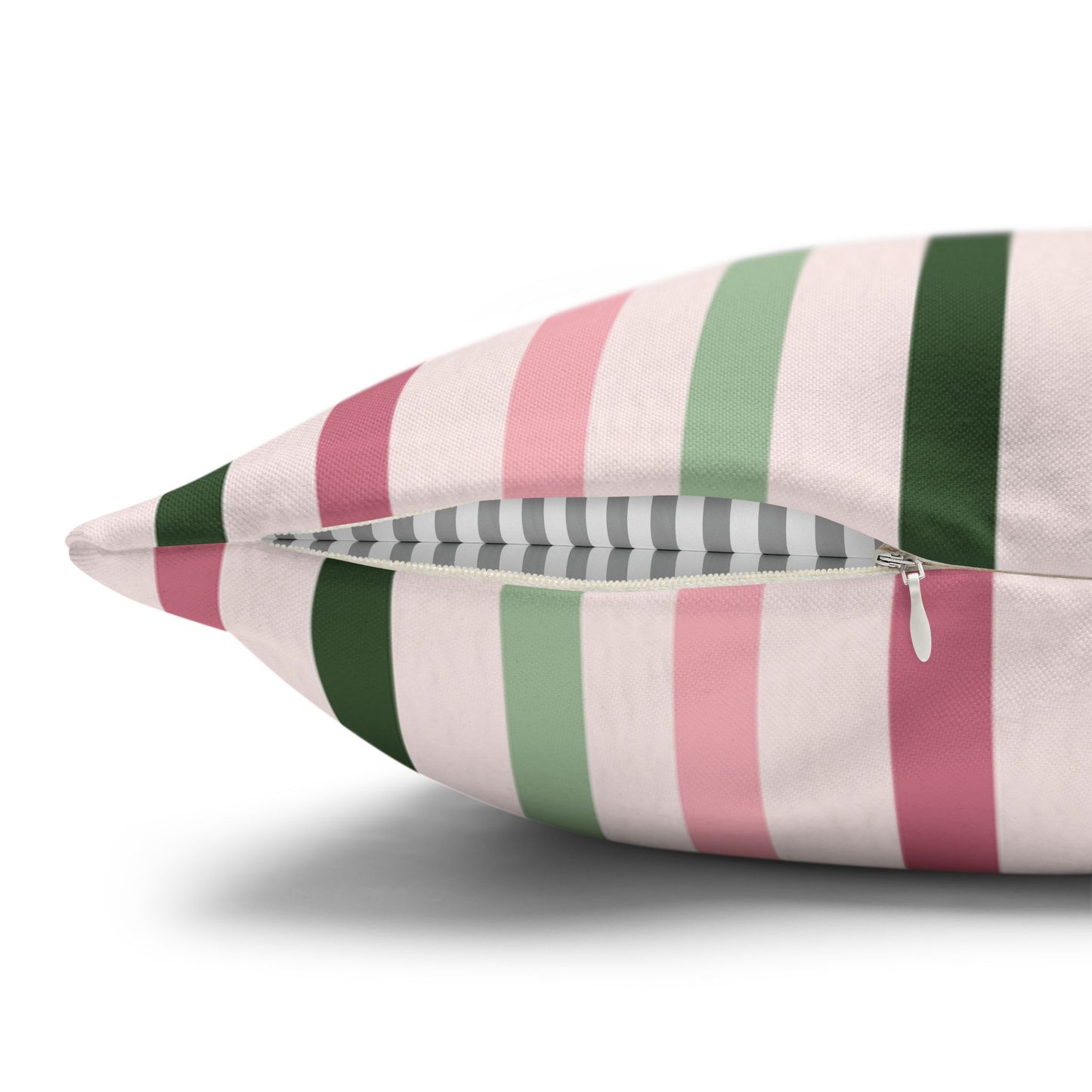 Pink and Green Striped Pattern Throw Pillow Cover