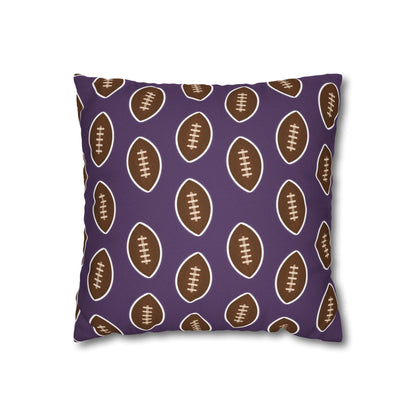 Hand-Drawn Football Throw Pillow Cover | Purple