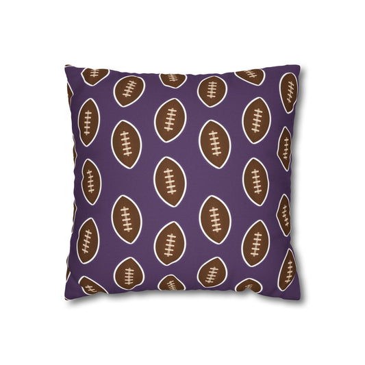Hand-Drawn Football Throw Pillow Cover | Purple