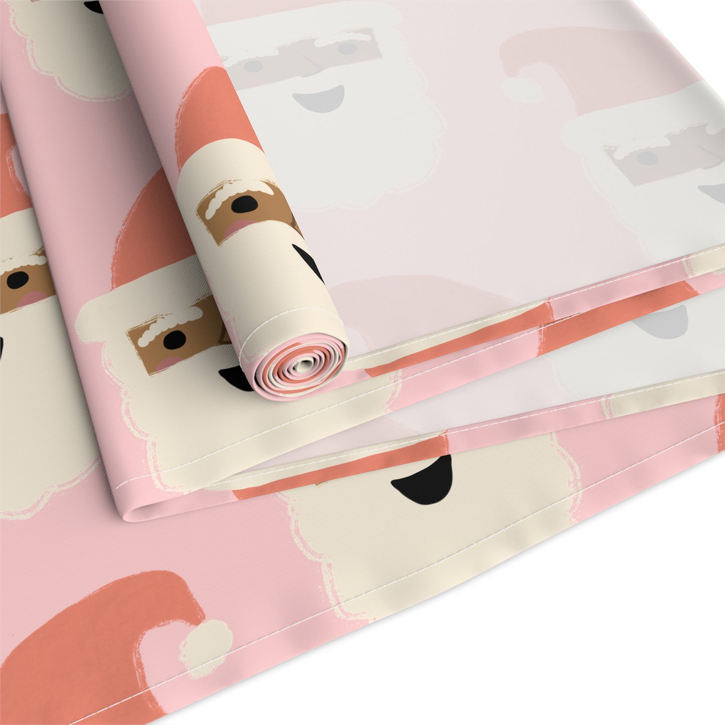 African American Santa Christmas Table Runner | Pink