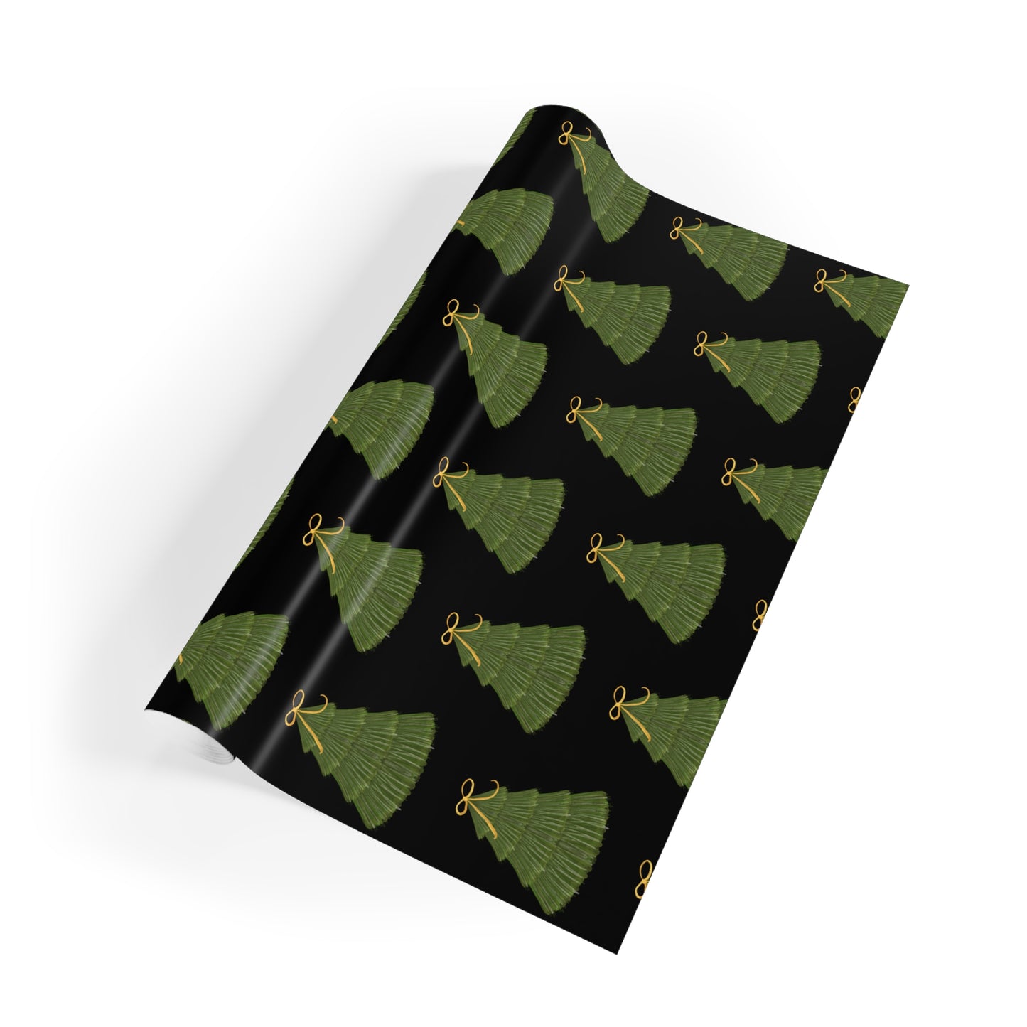 Black & Gold Christmas Tree Wrapping Paper