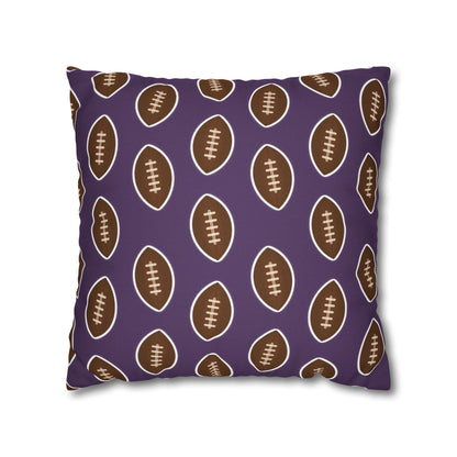 Hand-Drawn Football Throw Pillow Cover | Purple