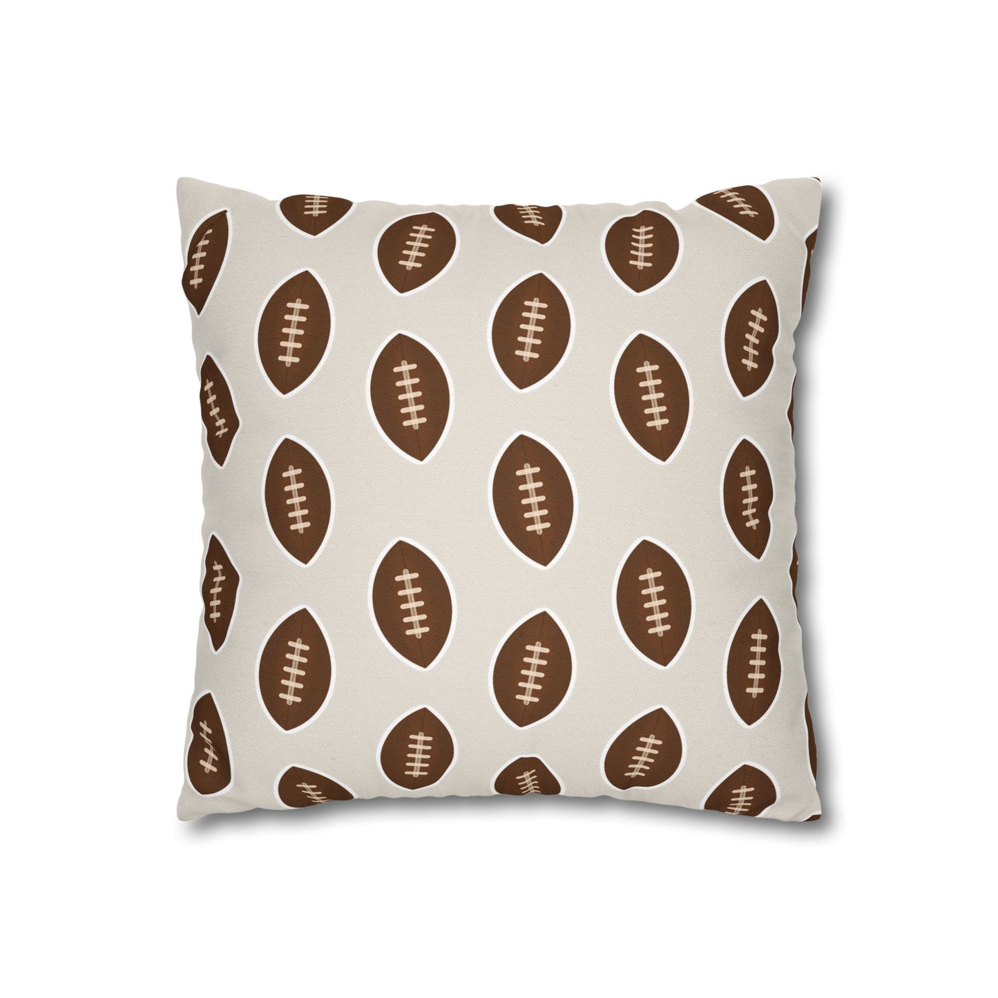 Hand-Drawn Football Throw Pillow Cover | Khaki