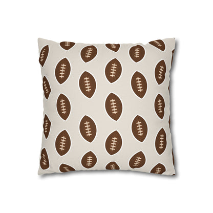 Hand-Drawn Football Throw Pillow Cover | Khaki