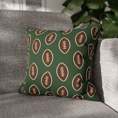 Hand-Drawn Football Throw Pillow Cover | Olive Green