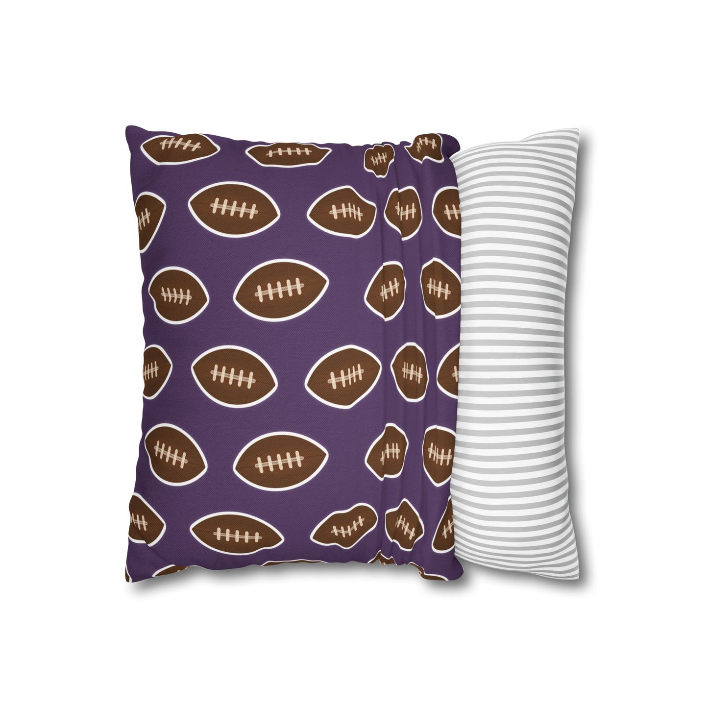 Hand-Drawn Football Throw Pillow Cover | Purple