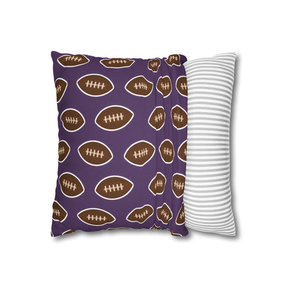 Hand-Drawn Football Throw Pillow Cover | Purple