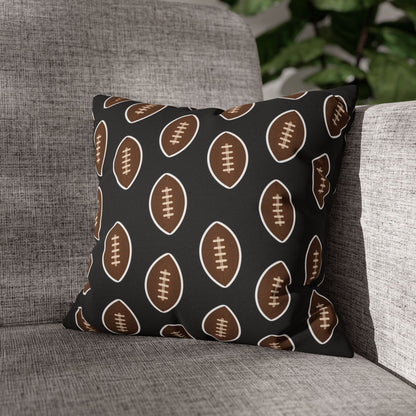 Hand-Drawn Football Throw Pillow Cover | Black