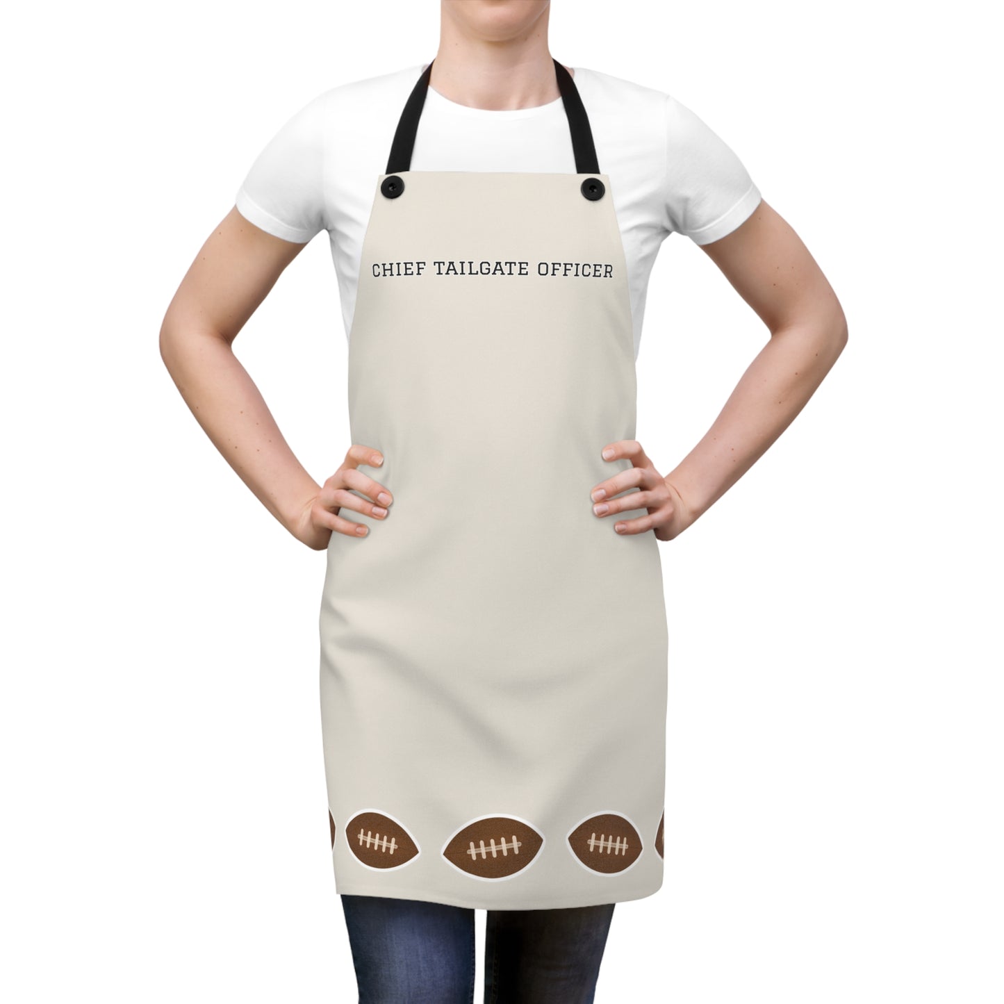 Football Game Day Chief Tailgate Officer Apron | Khaki