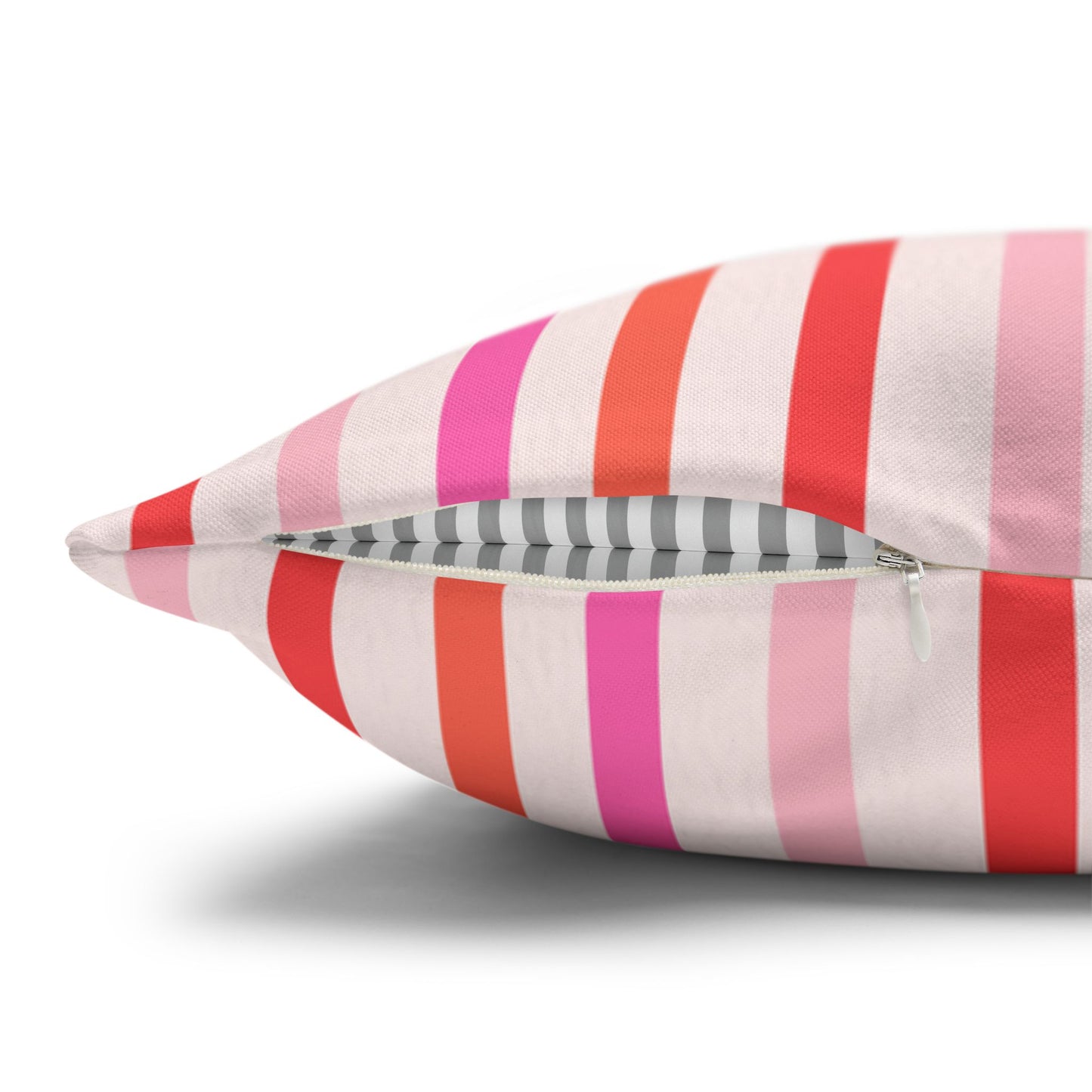 Pink and Orange Striped Pattern Throw Pillow Cover