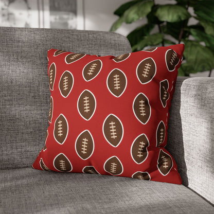 Hand-Drawn Football Throw Pillow Cover | Dark Red