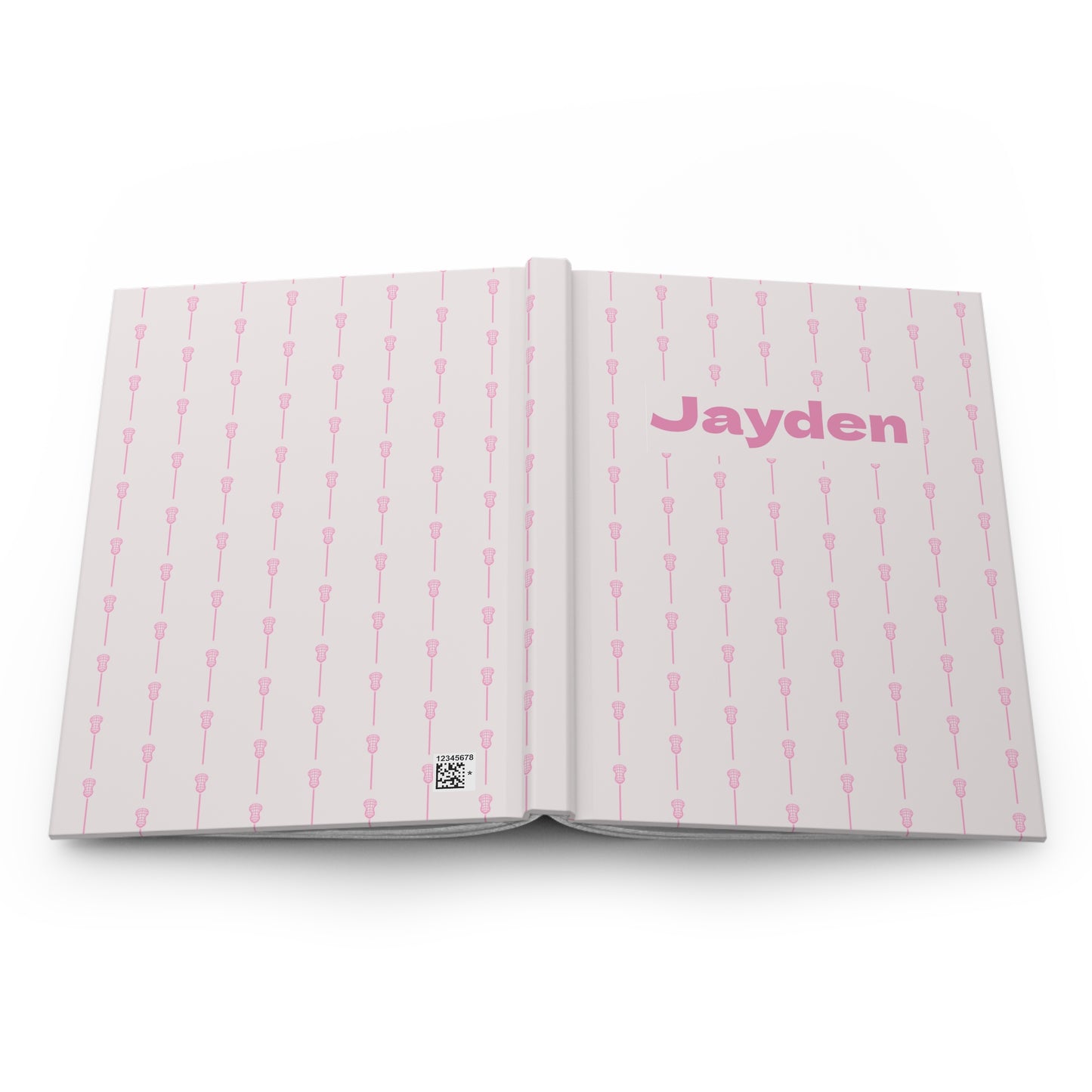 Personalized Pink Lacrosse Pattern Hardcover Journal
