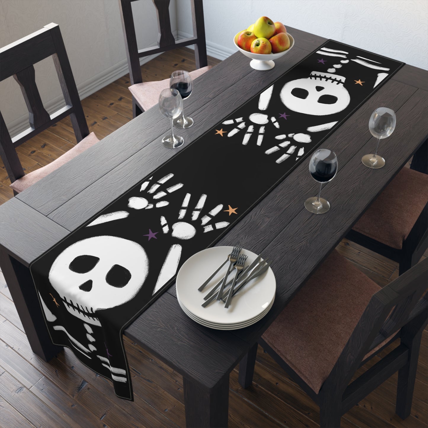 Dancing Skeleton Halloween Table Runner
