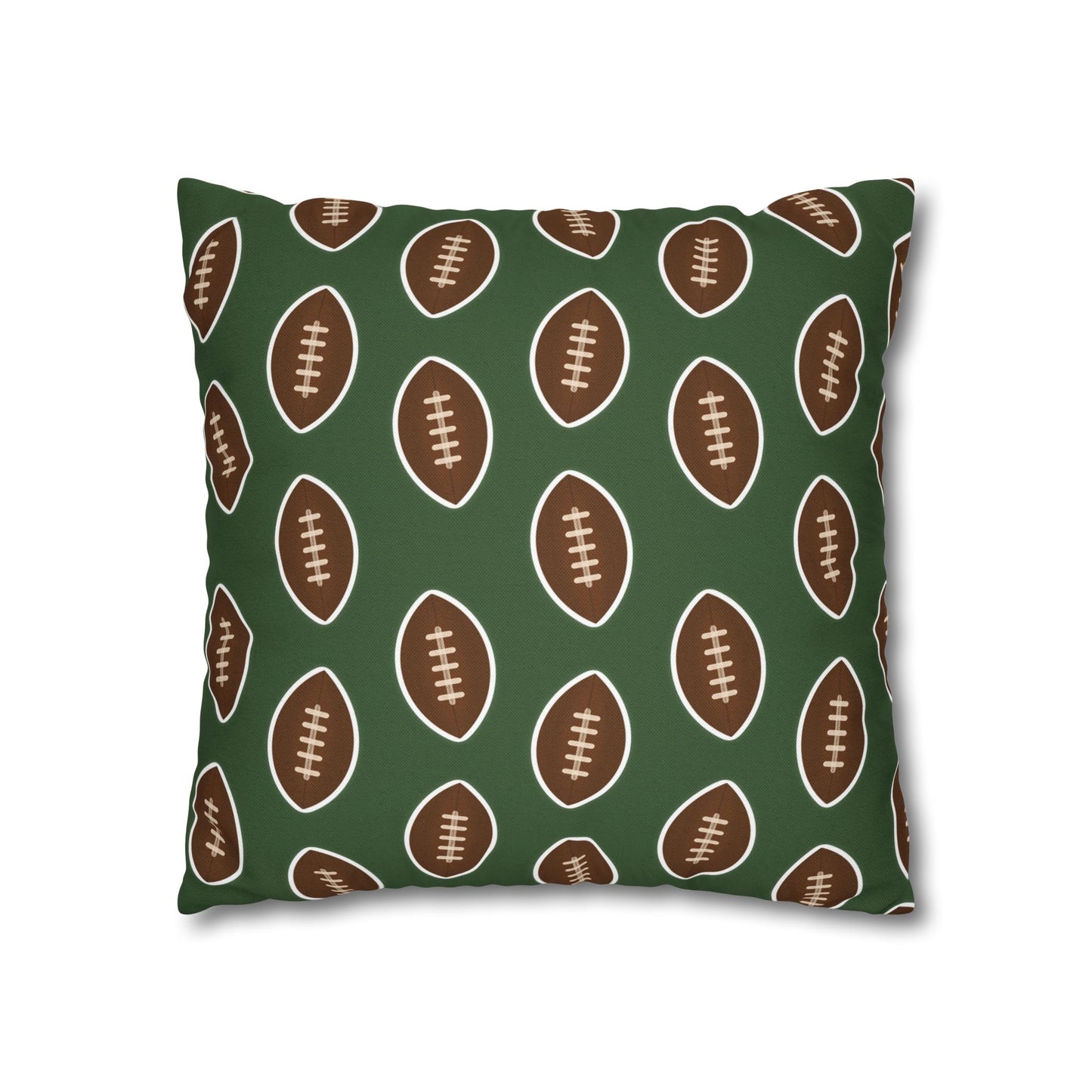 Hand-Drawn Football Throw Pillow Cover | Olive Green