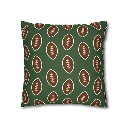 Hand-Drawn Football Throw Pillow Cover | Olive Green