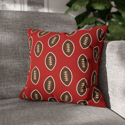 Hand-Drawn Football Throw Pillow Cover | Dark Red