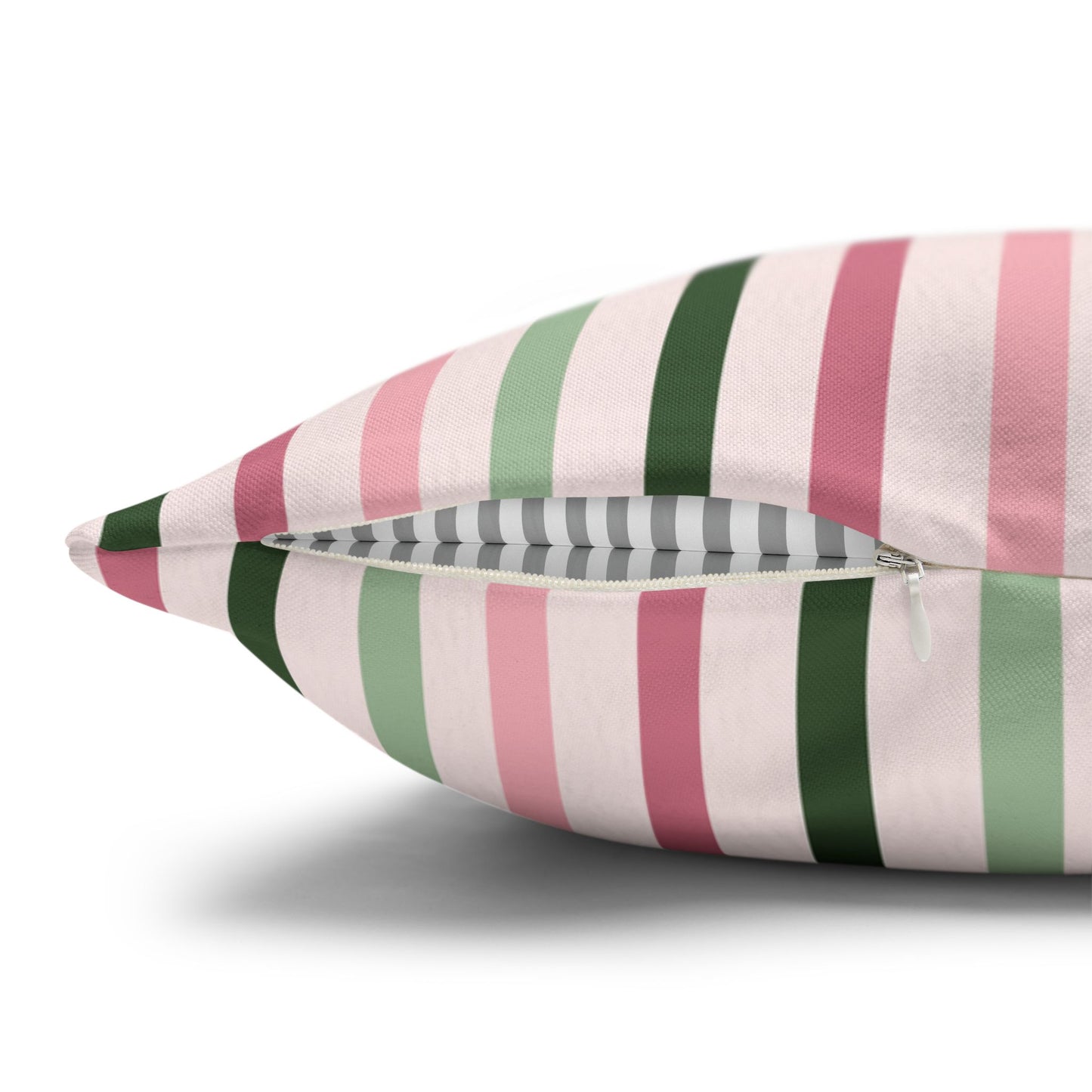 Pink and Green Striped Pattern Throw Pillow Cover