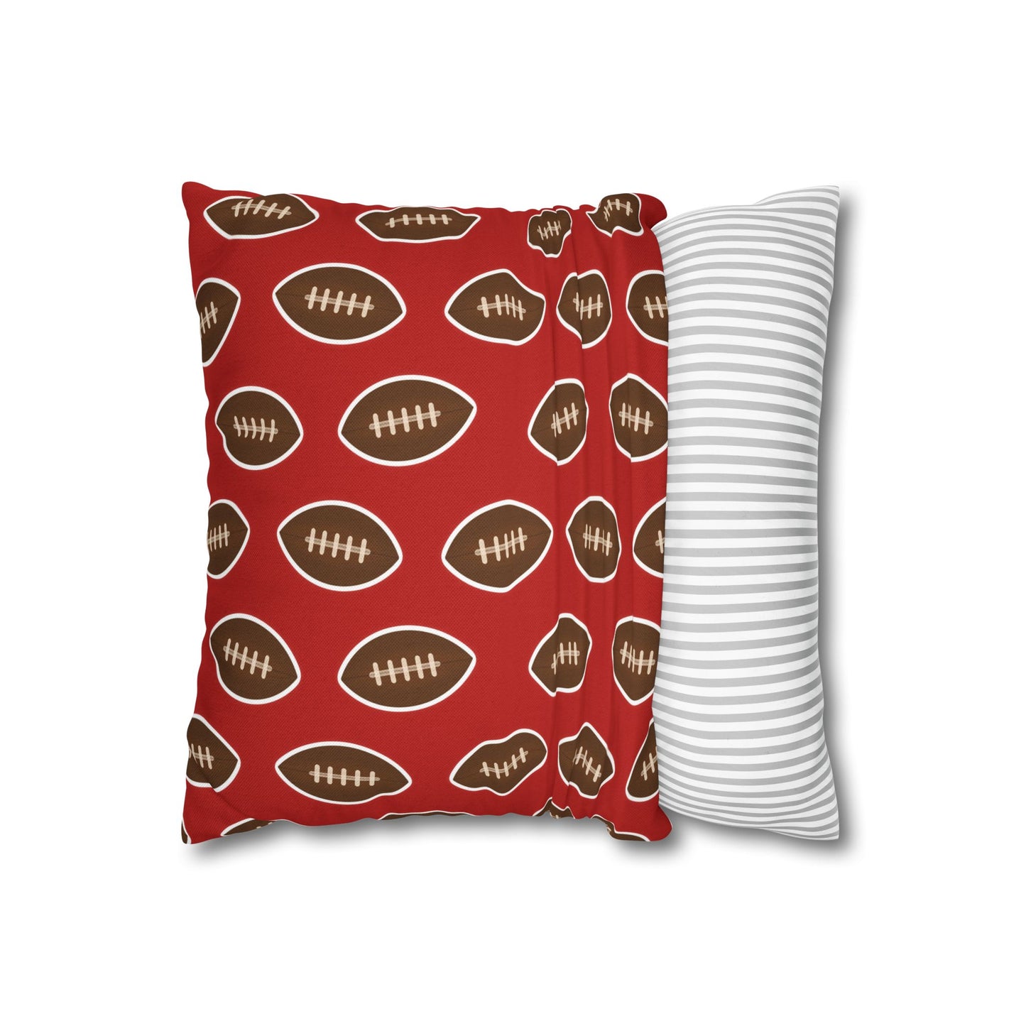 Hand-Drawn Football Throw Pillow Cover | Dark Red