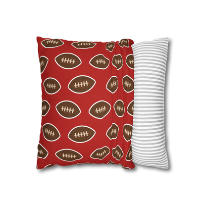 Hand-Drawn Football Throw Pillow Cover | Dark Red