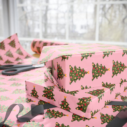 Christmas Tree Wrapping Paper | Pink