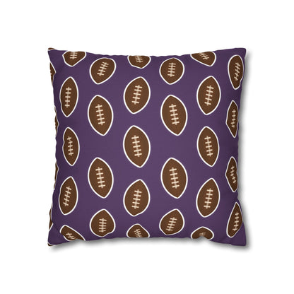 Hand-Drawn Football Throw Pillow Cover | Purple