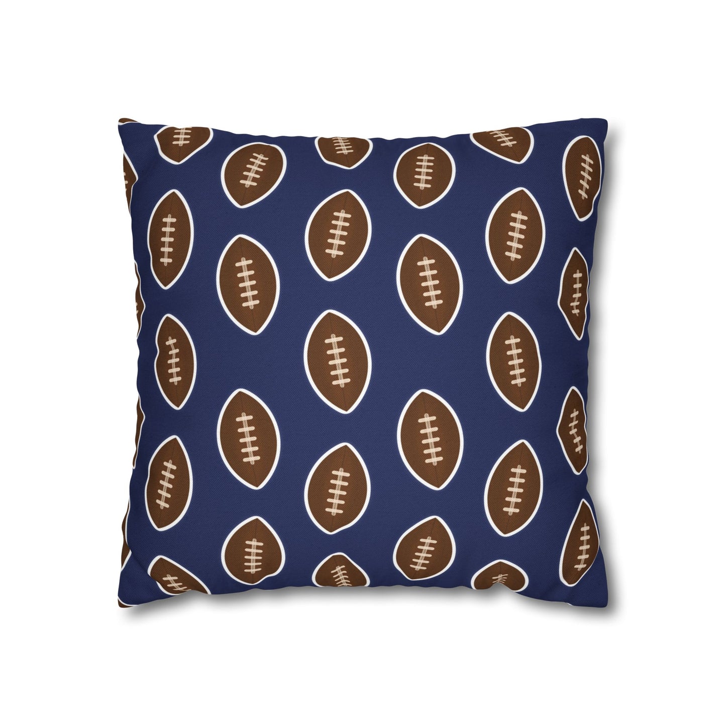 Hand-Drawn Football Throw Pillow Cover | Navy Blue