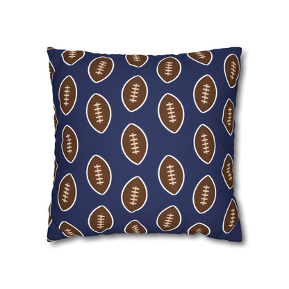 Hand-Drawn Football Throw Pillow Cover | Navy Blue