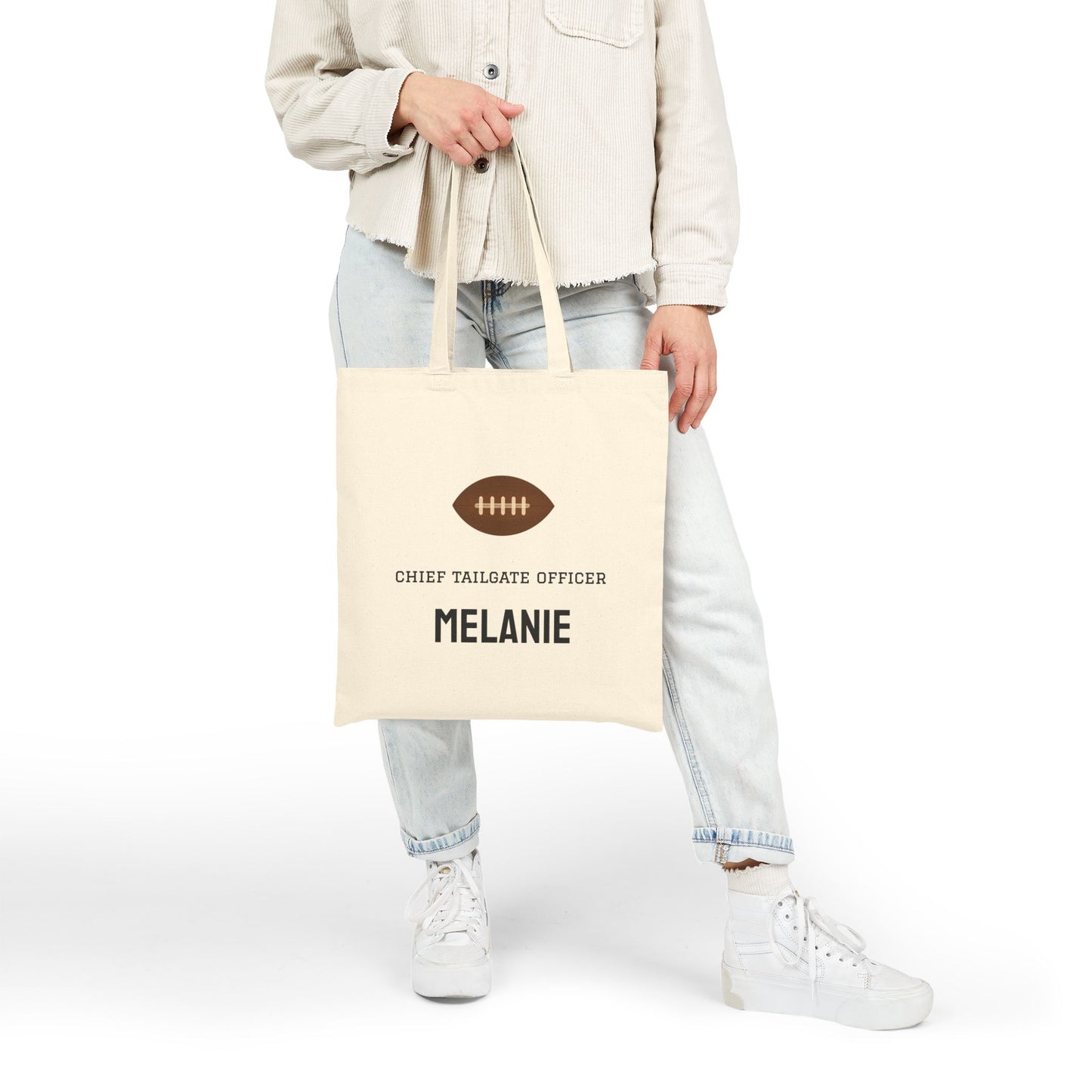 Personalized Football Tailgate Tote | Game Day Cotton Canvas Bag