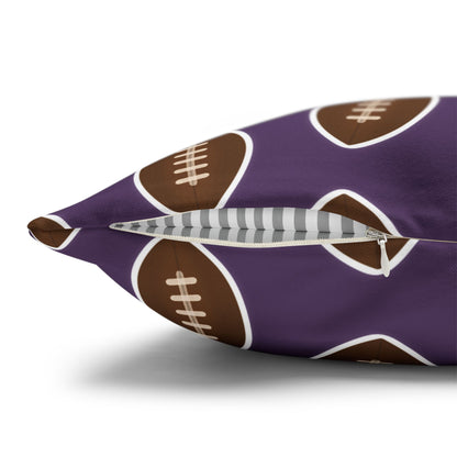 Hand-Drawn Football Throw Pillow Cover | Purple