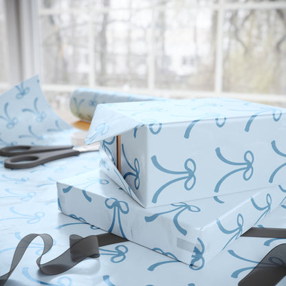 Blue Bow Gift Wrapping Paper