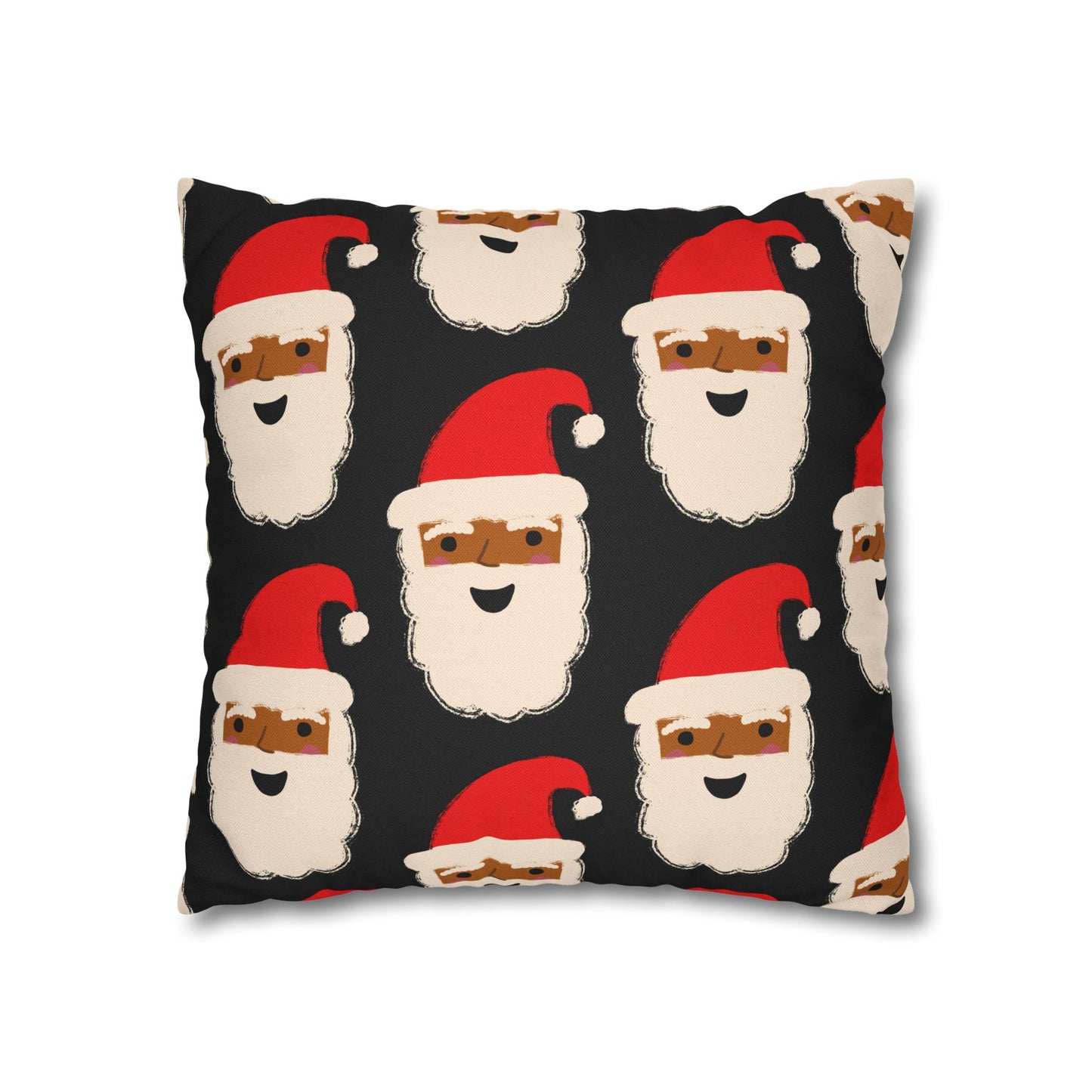 African American Santa Throw Pillow Cover | Black