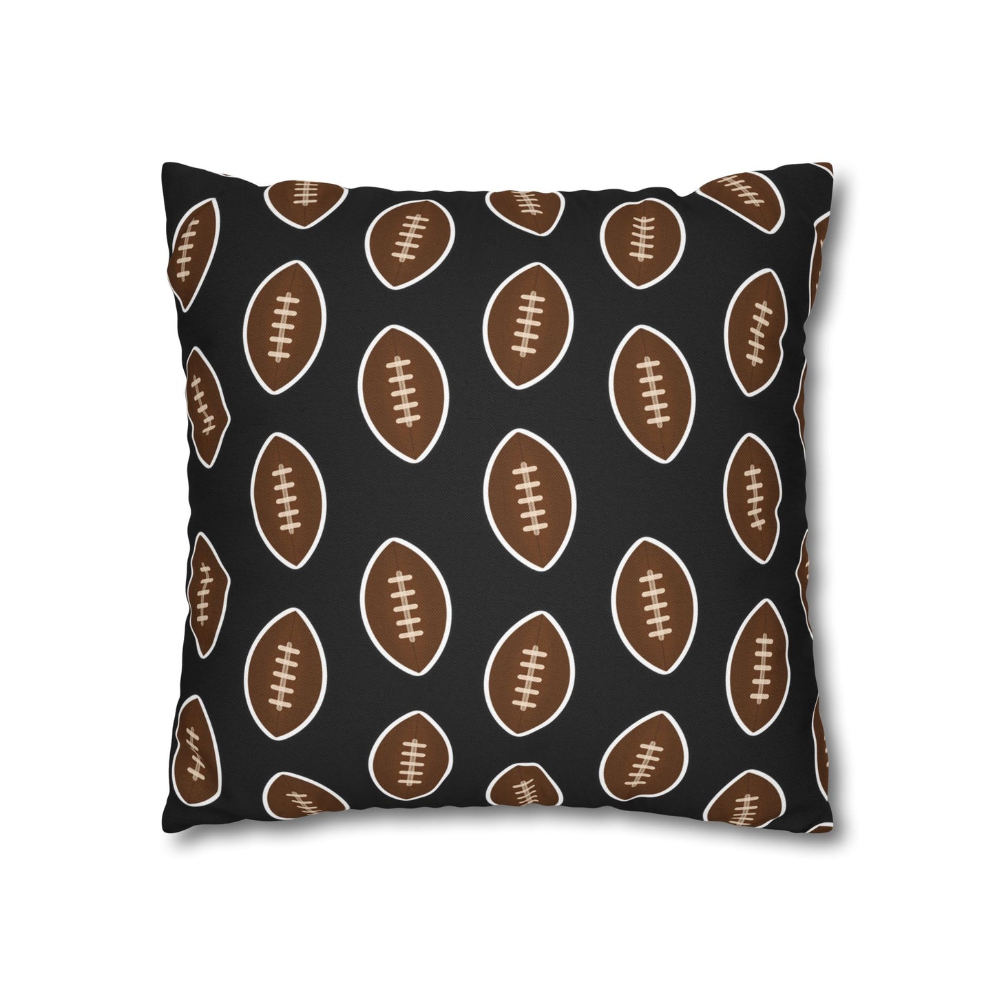 Hand-Drawn Football Throw Pillow Cover | Black